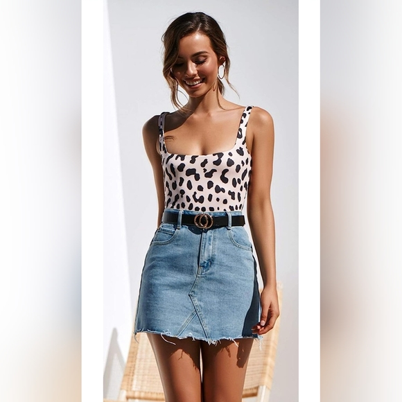 🆕️🏷 One Piece U-Neck Tummy Control Slimming Strap Backless swimsuit leopard S - Picture 2 of 10